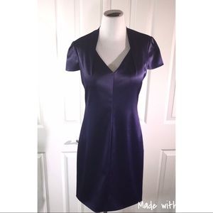 Ellie Tahari Plum V Neck Dress
